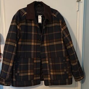 Banana Republic Men's Plaid Jacket - Black and Brown XL